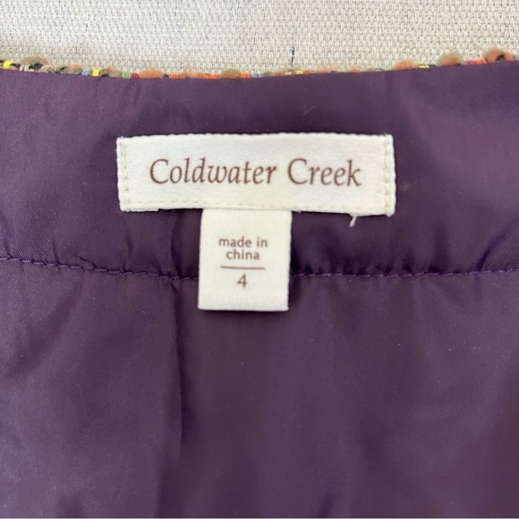 Coldwater Creek Brown Plaid Tweed Blazer Size 4 - Picture 4 of 6